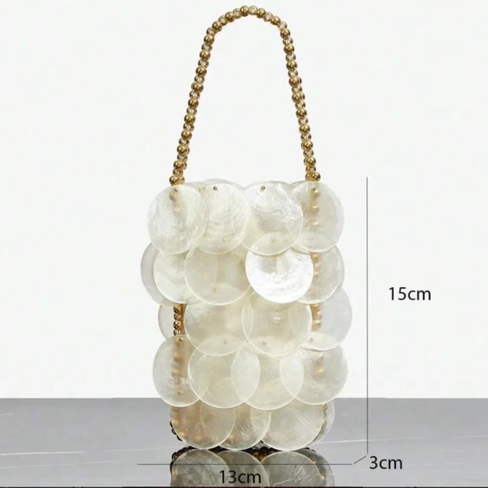 Luxurious quality Embellished shell mother of pearl sequin summer handbag purse - Picture 4 of 7
